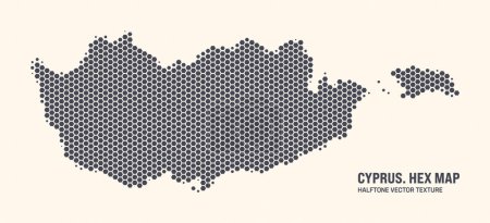 Cyprus Map Vector Hexagonal Halftone Pattern Isolate On Light Background. Hex Texture in the Form of a Map of Cyprus. Modern Technological Contour Map of Cyprus for Design or Business Projects