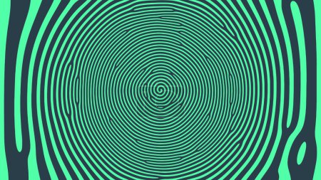 Mesmerize Spiral Psychedelic Art Vector Hypnotic Pattern Turquoise Abstract Background. Vortex Radial Structure Acid Trip Hallucination Effect Green Abstraction. Optic Illusion Crazy Illustration