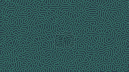 Tangled Thin Turquoise Lines Vector Abstract Background Outline Psychedelic Pattern. Intricate Ripple Structure Panoramic Minimalistic Wallpaper. Hypnotic Abstraction Line Art Graphic Mod Illustration