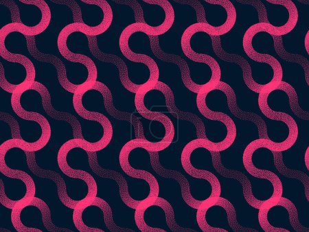 Komplizierte glatte Kurven nahtlose Muster Trend Vector Black Purple Abstrakter Hintergrund. Ornamental Half Tone Art Illustration für Textildruck. Repetitive grafische Abstraktion Tapete Gepunktete Textur
