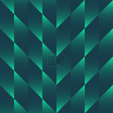 Checkered Chevron Zigzag Seamless Pattern Trend Vector Turquoise Abstract Background. Geometric Half Tone Art Illustration for Textile Print. Repetitive Graphic Abstraction. Dot Work Texture Wallpaper