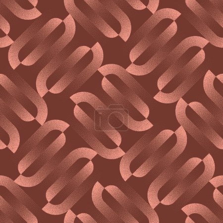Illustration for Retro Styled Fancy Seamless Pattern Trend Vector Brown Abstract Background. 50s 60s 70s Funky Half Tone Art Illustration for Chic Textile Print. 1950s 1960s 1970s Repetitive Abstraction for Wallpaper - Royalty Free Image