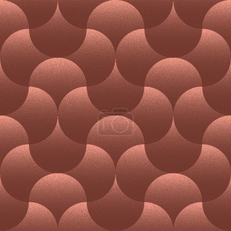Ilustración de Retro Styled 50s 60s 70s Boho Seamless Pattern Trend Vector Brown Fondo abstracto. Ilustración de arte de medio tono para la impresión textil de moda. Abstracción Gráfica Repetitiva. Textura de trabajo de punto - Imagen libre de derechos