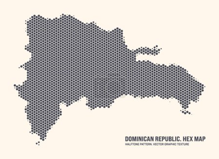 Illustration for Dominican Republic Map Vector Hexagonal Half Tone Pattern Isolate On Light Background. Modern Technologic Contour Map of Dominican Republic for Design or Business Projects - Royalty Free Image