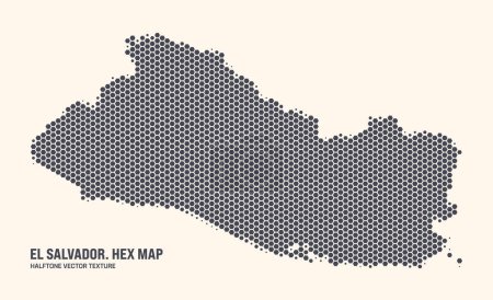 Mapa de El Salvador Vector Hexagonal Halftone Pattern Aislar sobre fondo claro. Textura hexagonal en forma de mapa de El Salvador. Contorno Tecnológico Moderno Mapa de El Salvador para Proyectos de Diseño