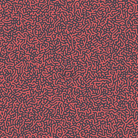 Turing Diffusion Seamless Pattern Vector Fashionable Red Black Abstract Background. Sophisticated Structure Repetitive Graphic Crazy Wallpaper. Modern Design Endless Abstraction for Textile Print