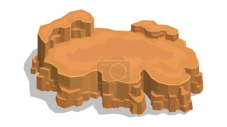 Ilustración de Montaña rocosa isométrica o tierra desierta. Aislado sobre fondo blanco - Imagen libre de derechos