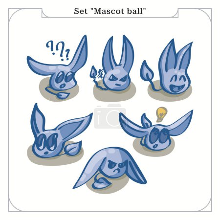Illustration for Mascot ball. Set of vector images with different emotions. Illustration for stickers, souvenirs, dishes, prints on clothes and other things, postcards, notebooks, printed materials, etc. - Royalty Free Image