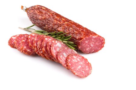 Photo for Sliced salami isolated on a white background - Royalty Free Image