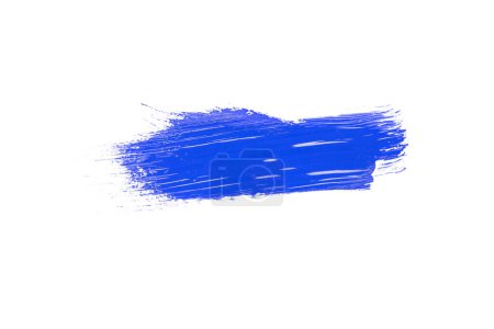 Blue splash stroke of the paint brush on white paper texture background