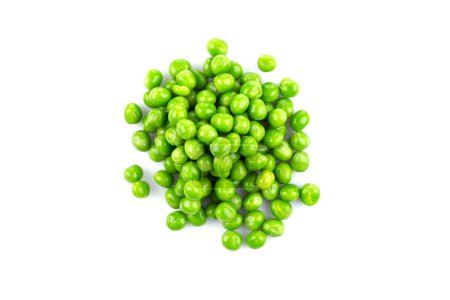 Pile of green wet pea isolated on white background