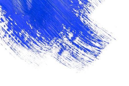 Foto de Trazo de salpicadura azul del pincel sobre fondo de textura de papel blanco - Imagen libre de derechos
