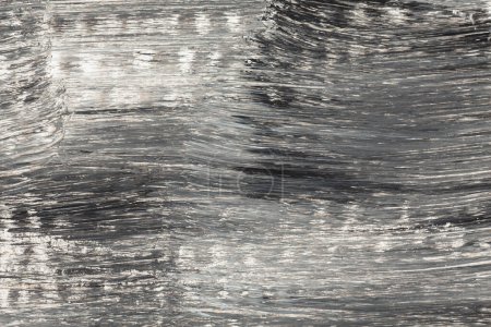 Foto de Arte moderno óleo y acrílico mancha blot pared de pintura de lienzo. Textura abstracta negro, bronce, beige y marrón color mancha pincelada textura fondo. - Imagen libre de derechos