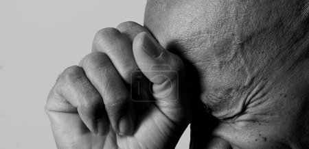 Photo for Praying to God with hand on white background - Royalty Free Image