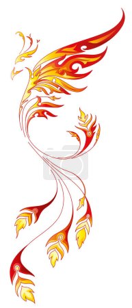Ilustración de Ilustración de vector de vista lateral de Fiery Phoenix, ideal para tatuaje - Imagen libre de derechos