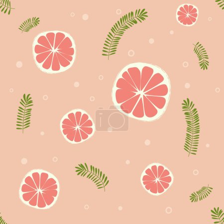 Illustration for Grapefruit rosemary pattern. Summer fruits textured. Hand drawn organic vector illustration - Royalty Free Image