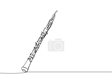 Illustration for Clarinet one line art. Continuous line drawing of wind, symphony, retro, clarinet, bass, oboe, sax, music, flute, jazz orchestra horn Hand drawn vector illustration - Royalty Free Image