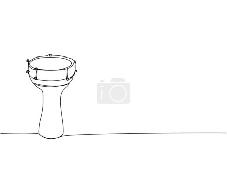 Illustration for Drum darbuka, Doumbek one line art. Continuous line drawing of sound, beat, folk, doumbek, reggae, bass, darbuka, drum, music, african, percussion djembe tribal Hand drawn vector illustration - Royalty Free Image