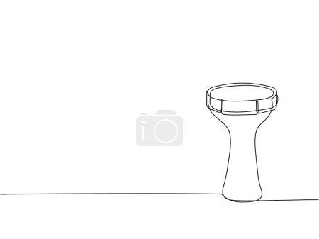 Illustration for Turkish drum darbuka, Doumbek one line art. Continuous line drawing of sound, beat, folk, doumbek, reggae, bass, african, percussion, djembe, bongo, tribal culture Hand drawn vector illustration - Royalty Free Image