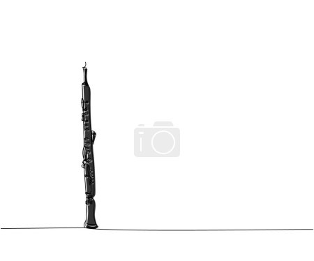 Illustration for Oboe one line color art. Continuous line drawing of wind, symphony, retro, clarinet, bass, oboe, sax, music, flute, jazz orchestra horn Hand drawn vector illustration - Royalty Free Image