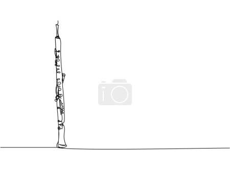 Illustration for Oboe one line art. Continuous line drawing of wind, symphony, retro, clarinet, bass, oboe, sax, music, flute, jazz orchestra horn Hand drawn vector illustration - Royalty Free Image