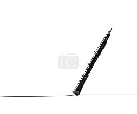 Illustration for Clarinet one line color art. Continuous line drawing of wind, symphony, retro, clarinet, bass, oboe, sax, music, flute, jazz orchestra horn Hand drawn vector illustration - Royalty Free Image