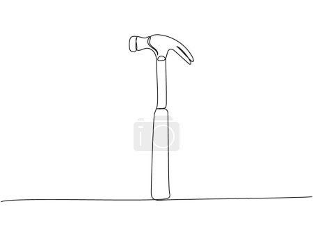 Illustration for Hammer, nail puller, construction tool one line art. Continuous line drawing of repair, professional, hand, people, concept, support, maintenance. Hand drawn vector illustration - Royalty Free Image