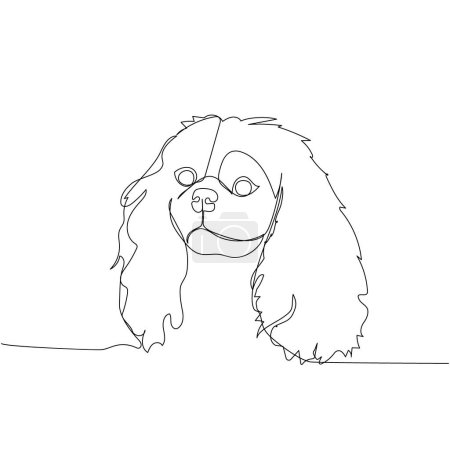 Ilustración de Cavalier King Charles Spaniel raza de perro, perro compañero una línea de arte. Dibujo continuo de línea de amigo, perro, perrito, amistad, cuidado, mascota, animal, familia, canino. Ilustración vectorial dibujada a mano - Imagen libre de derechos