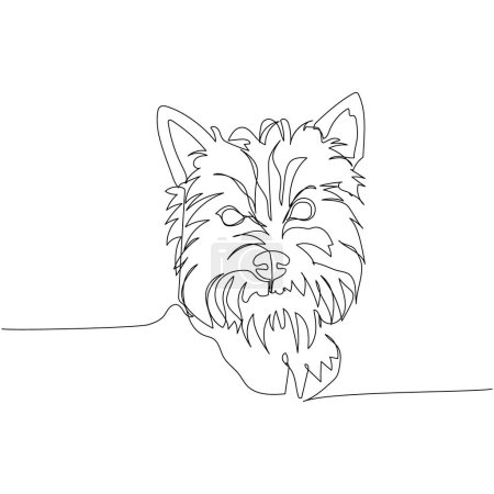 Ilustración de West Highland White Terrier, Westie, raza de perros escoceses, perro de caza una línea de arte. Dibujo continuo de línea de amigo, perrito, amistad, cuidado, mascota, familia, canino. Ilustración vectorial dibujada a mano - Imagen libre de derechos