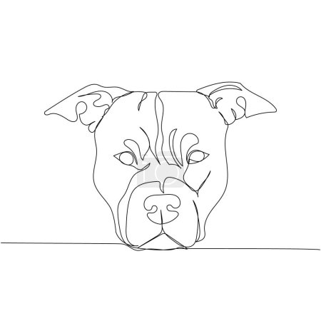 American Staffordshire Terrier, AmStaff, staffy, dog breed, companion dog one line art. Continuous line drawing of friend, dog, doggy, care, pet, animal, family, canine Hand drawn vector illustration