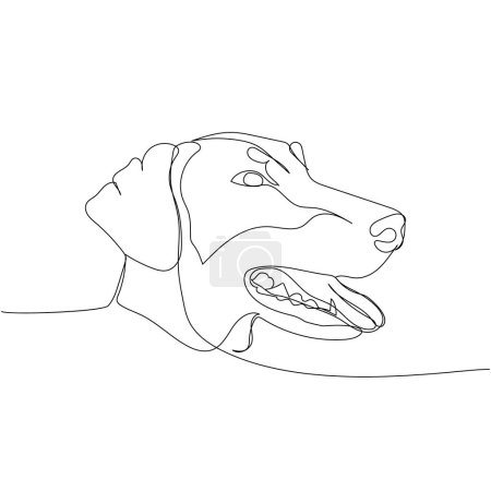 Doberman Pinscher, service dog, guard dog, companion dog one line art. Continuous line drawing of friend, dog, doggy, friendship, care, pet, animal, family, canine Hand drawn vector illustration
