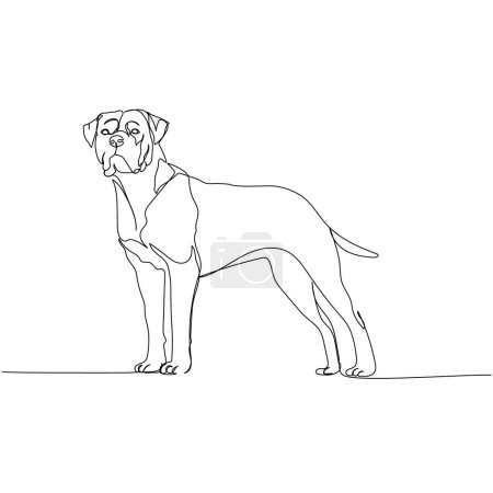 Dogo Argentino, hunting dog, service dog one line art. Continuous line drawing of friend, dog, doggy, friendship, care, pet, animal, family, canine Hand drawn vector illustration
