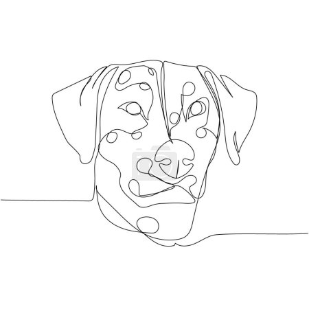 Ilustración de Dálmata, raza de perro, perro compañero una línea de arte. Dibujo continuo de línea de amigo, perro, perrito, amistad, cuidado, mascota, animal, familia, canino ilustración vector dibujado a mano - Imagen libre de derechos