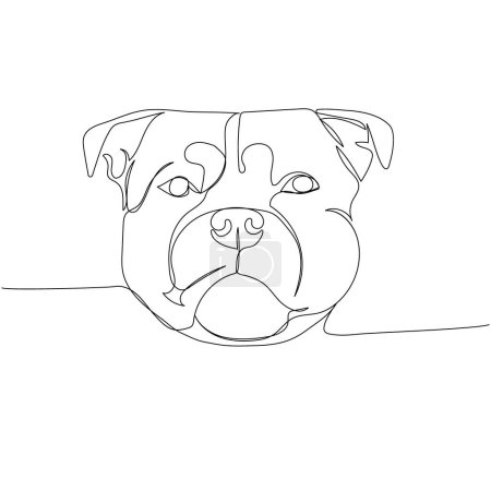 Illustration for Staffordshire Bull Terrier, English Staffy, dog breed, companion dog one line art. Continuous line drawing of friend, dog, doggy, care, pet, animal, family, canine. Hand drawn vector illustration - Royalty Free Image