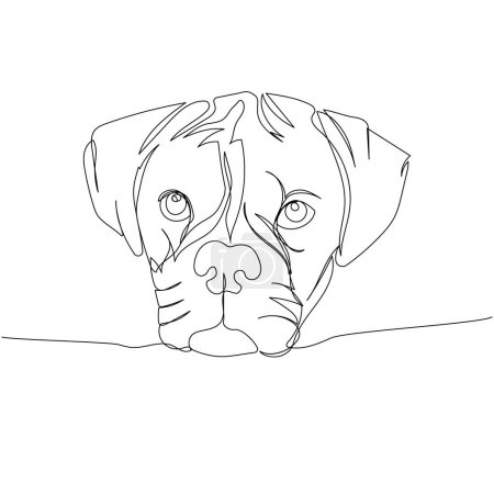Boxer dog breed, guard dog, service dog one line art. Continuous line drawing of friend, dog, doggy, friendship, care, pet, animal, family, canine. Hand drawn vector illustration