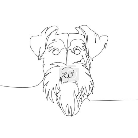 Miniature Schnauzer, dog breed, companion dog, service dog one line art. Continuous line drawing of friend, dog, doggy, friendship, care, pet, animal, family, canine Hand drawn vector illustration