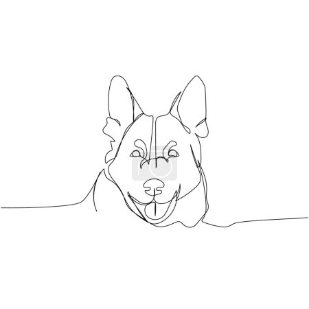 Illustration for German Shepherd Dog, dog breed, shepherd , service dog one line art. Continuous line drawing of friend, dog, doggy, friendship, care, pet, animal, family, canine Hand drawn vector illustration - Royalty Free Image