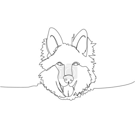 White Swiss Shepherd Dog, shepherd dog one line art. Continuous line drawing of friend, dog, doggy, friendship, care, pet, animal, family, canine. Hand drawn vector illustration