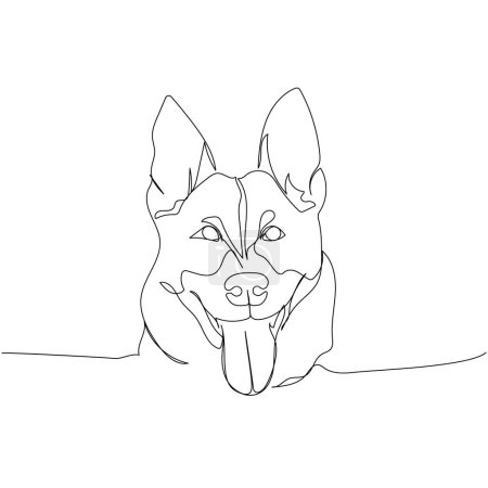 Illustration for German Shepherd Dog, dog breed, shepherd , service dog one line art. Continuous line drawing of friend, dog, doggy, friendship, care, pet, animal, family, canine Hand drawn vector illustration - Royalty Free Image