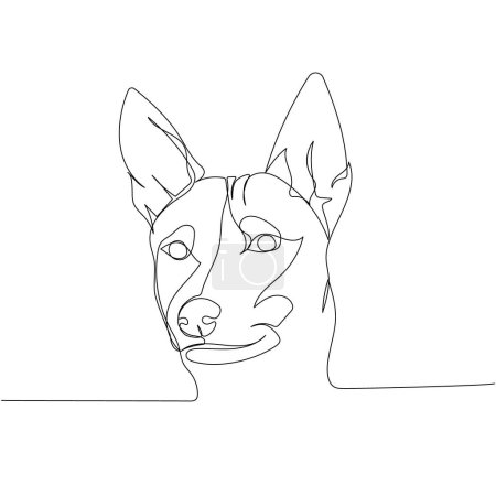 Illustration for Basenji, Zande dog, bongo terrier, hunting dog one line art. Continuous line drawing of friend, dog, doggy, friendship, care, pet, animal, family, canine Hand drawn vector illustration - Royalty Free Image