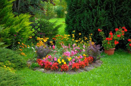 Baden-Wrttemberg, Black Forest Cottage garden, perennial garden, various garden flowers  