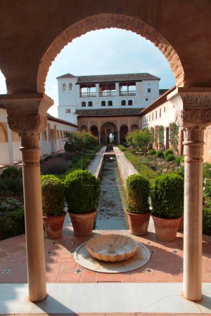 Patio de la Acequia in the Generalife, Granada Spain