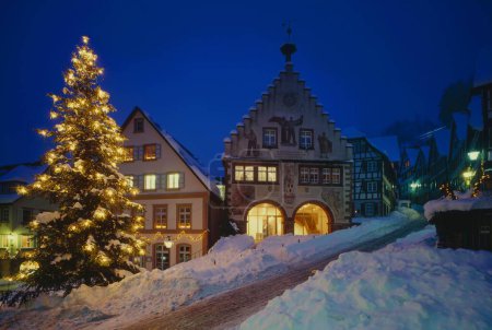 Christmas evening mood, Schiltach, Baden-Wrttemberg, Germany, Europe 
