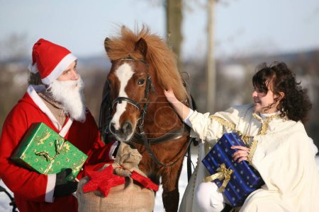 Christmas pony and Santa