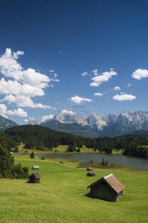 Geroldsee or Wagenbrchsee, Karwendel mountains behind, Germany, Europe 