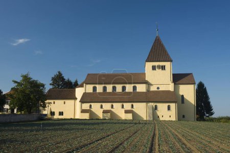 St. George and vegetable fields, Reichenau Island, Lake Constance