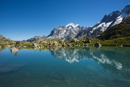 Oberhornsee, Hinteres Lauterbrunnental, Mnch dahinter, Lauterbrunnen, Schweizer Alpen Jungfrau-Aletsch, Berner Oberland, Schweiz, Europa 