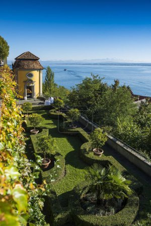 New castle and castle terrace, Meersburg, Lake Constance, Baden-Wrttemberg, Germany, Europe 