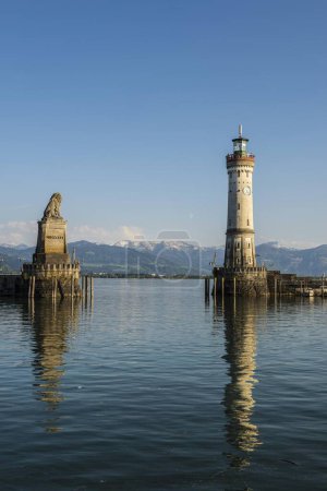 Harbor with lighthouse, Lindau, Lake Constance, Bavaria, Germany, Europe