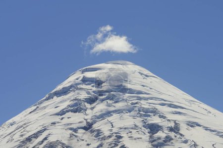 Volcano Osorno, cloud over summit with snow and ice, Regin de los Lagos, Chile, South America 